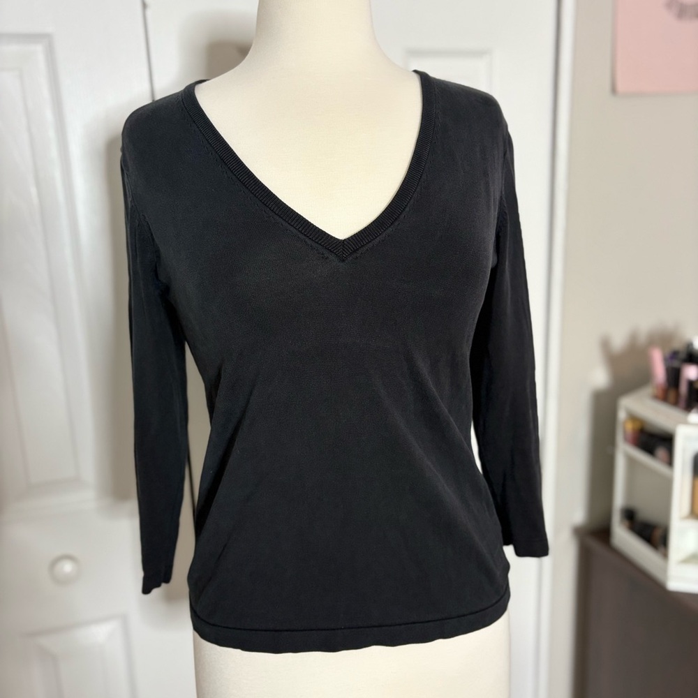 Michael Kors Black Long Sleeve V-Neck Top